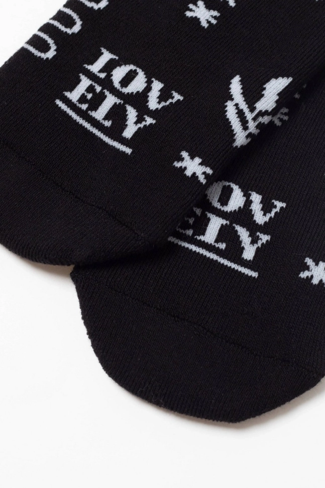 Носки жен,7с-47сп,567(черный,чер,бел листья надписи,), (23-25)