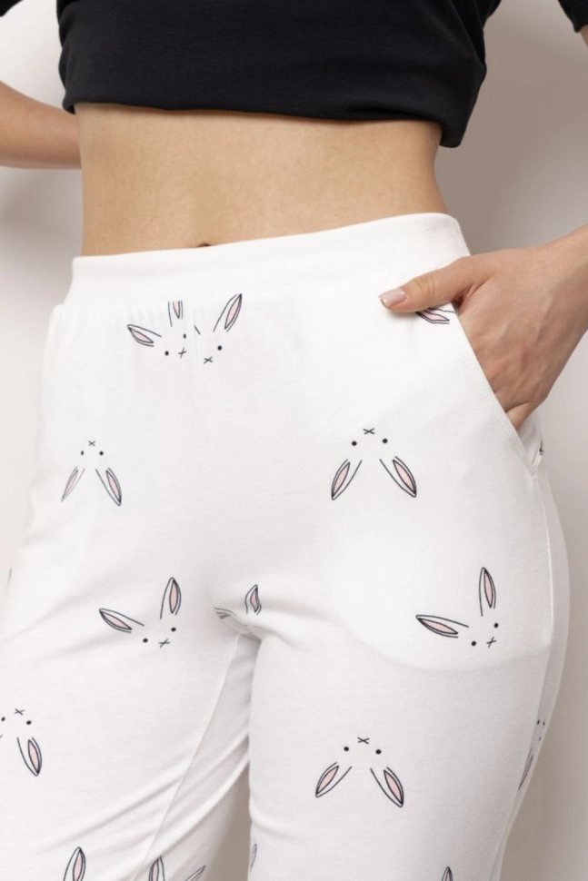 Брюки жен,50144,1h-027m(бело-серый,молоч,,зайчики), (42-170)