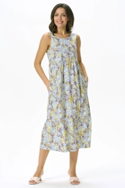 Платье жен,n0650,n0650-f76.3s11(фисташковый,сер,,голуб желт листья), (50-164)