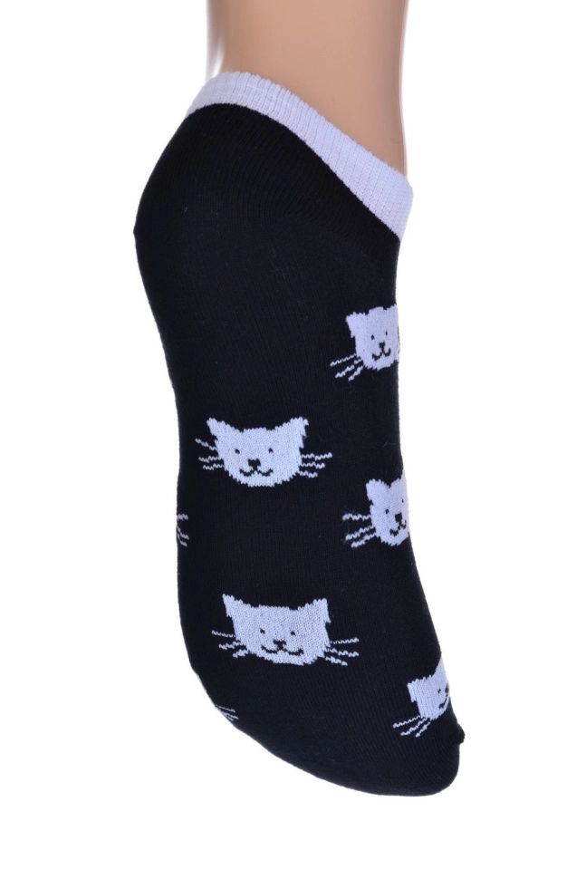 Носки жен,с967,-(черный,чер,,бел коты), (23-25)