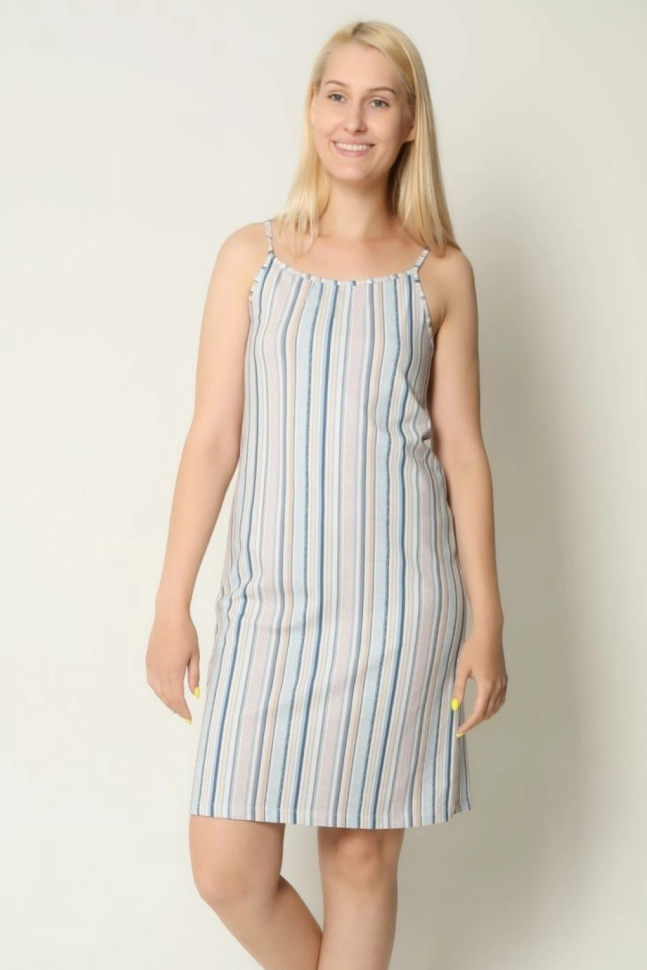 Сорочка ноч жен,60143,2s-073(голубой,гол,,беж полос), (48-170)