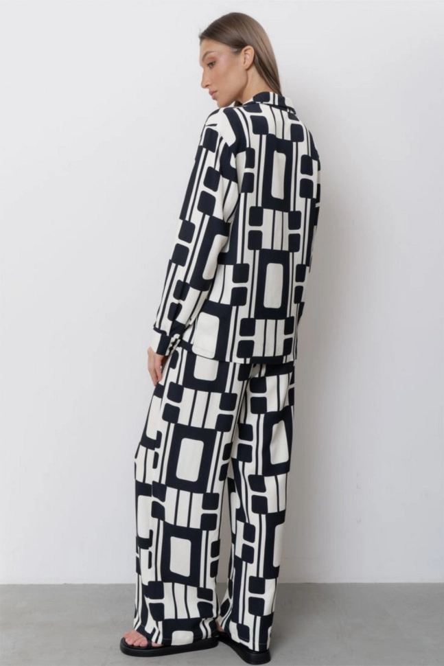 Брюки жен,50075,4f-091б(черно-белый,чер,молоч,геометрия), (50-170)