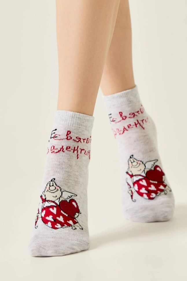 Носки жен,б1145,709(св.серый меланж,сермел-св,,Святой Валентин), (23)