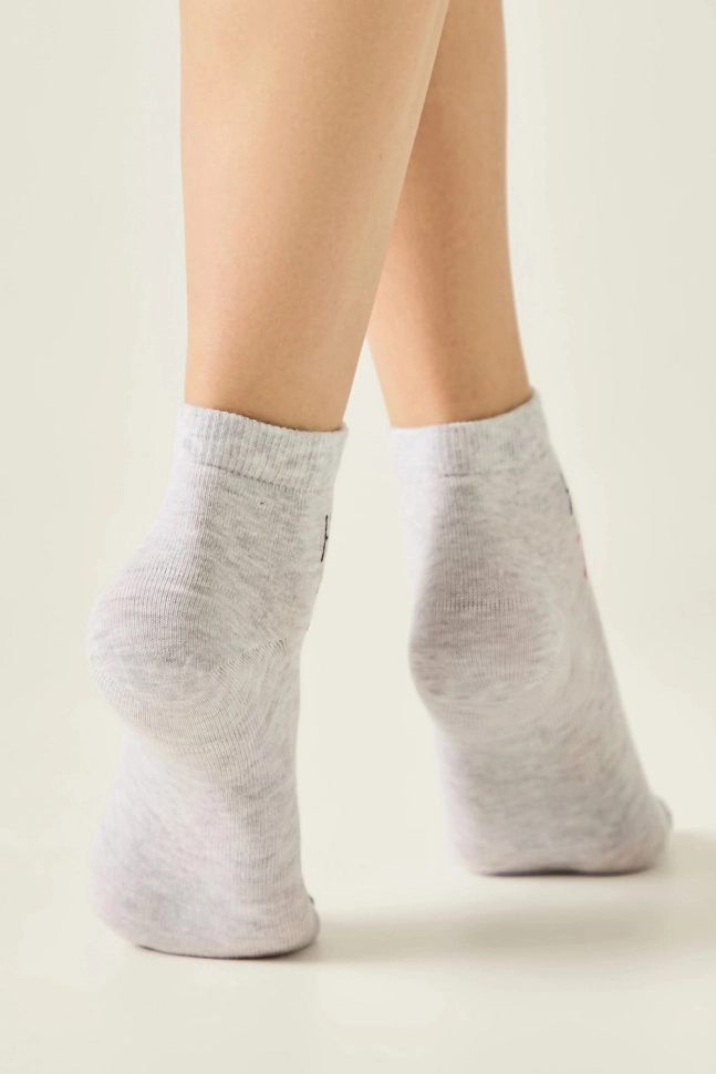 Носки жен,б1145,709(св.серый меланж,сермел-св,,Святой Валентин), (23)