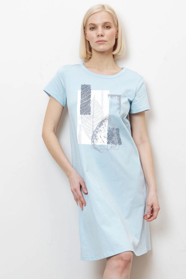 Сорочка ноч жен,70150,5h-732.1308(светло-голубой,гол,,листья), (44-170)