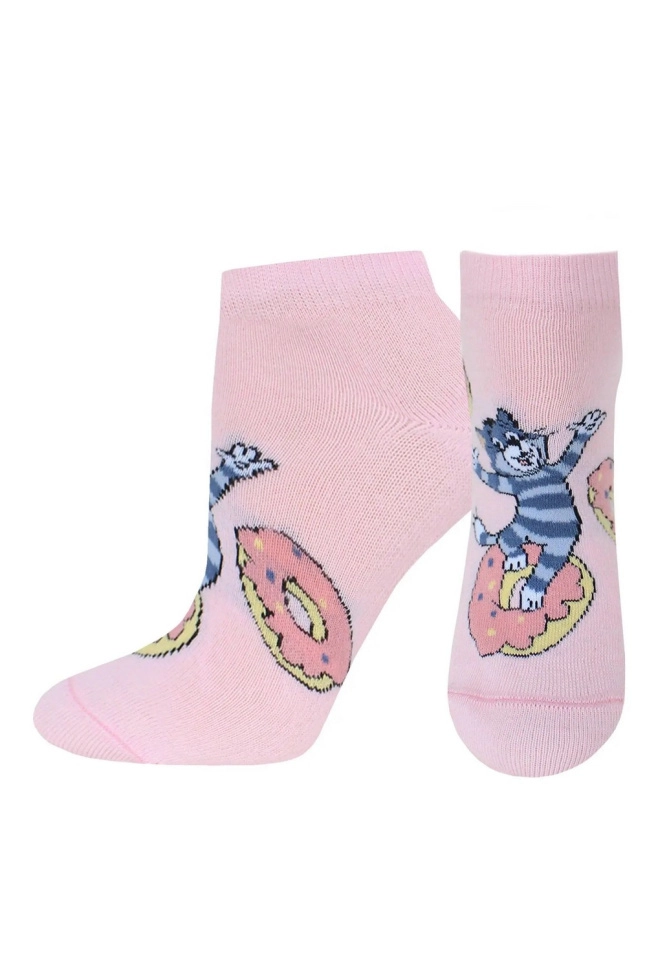 Носки жен,б1160,615(бл.розовый,роз-св,,кот на пончике), (23)