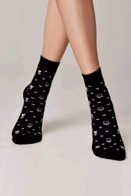 Носки жен,7с-47сп,434(черный,чер,,цветочки), (23)