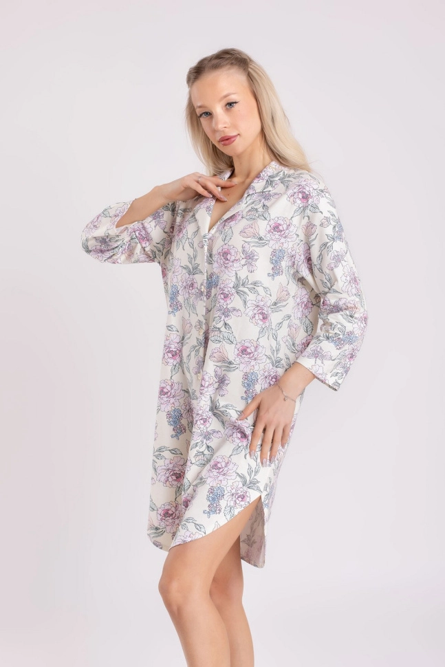 Халат жен,s6880,s6880/19(молочный с рис. 11954,молоч,роз-св,благоухание весны 111954-v07), (44-170)