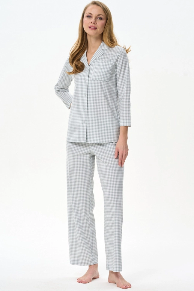 Пижама жен,p0301,p0301-c74.3f14(полынь,зел-св,,клетка), (48-164)