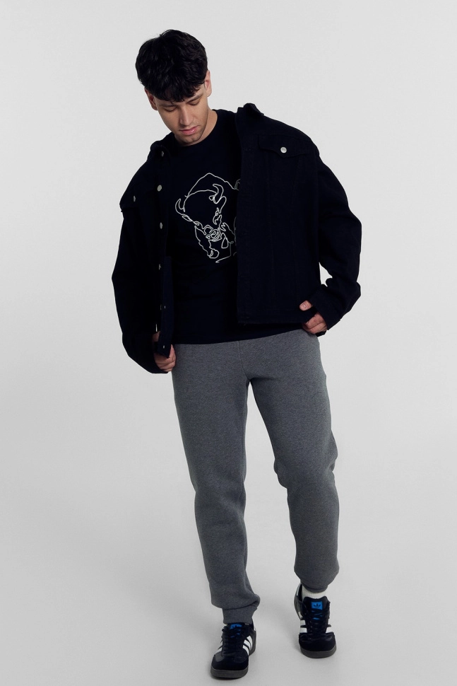 Брюки муж,181199,24-4264б-7п(меланж темно-серый,сермел,,), (50-170,176)