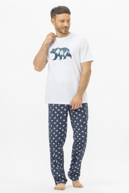 Пижама муж,pdk-291,-(белый/медведь белый,бел,сер,), (48-176,182)