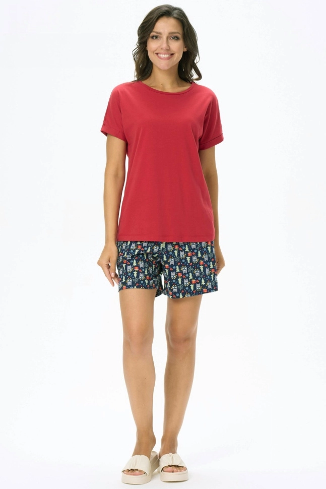 Шорты жен,b0801,b0801-z50.2f12(синий,син-т,,коты ёлки подарок), (44-164)