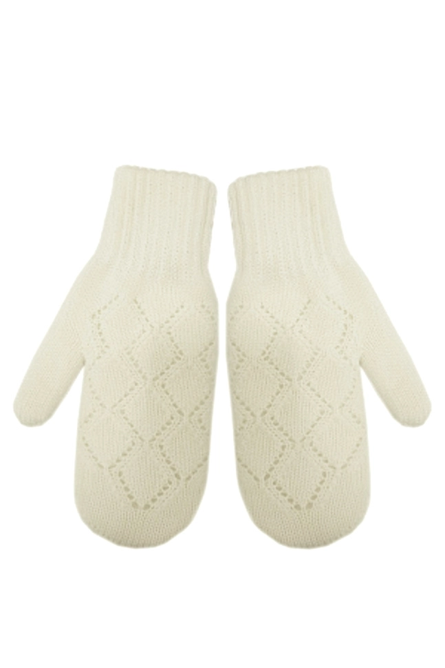 Варежки жен,а37036,а37036-43(молоко,молоч,,ажур ромбы), (17)