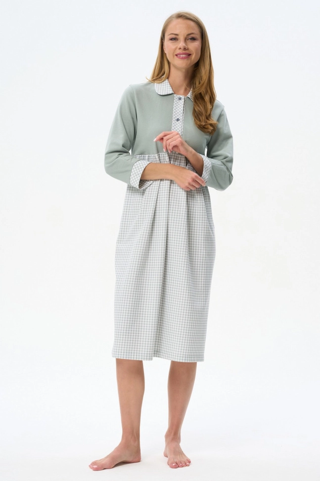 Сорочка ноч жен,s2080,s2080-c74.4f19(полынь,зел-св,,клетка), (44-164)