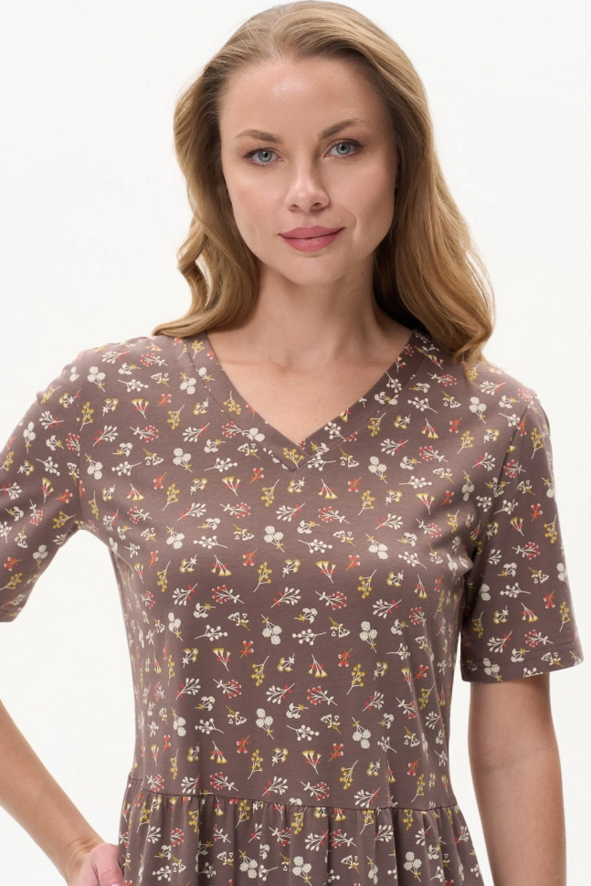 Платье жен,n3480,n3480-p80.6s04(коричневый,корич,,цветы), (48-164)