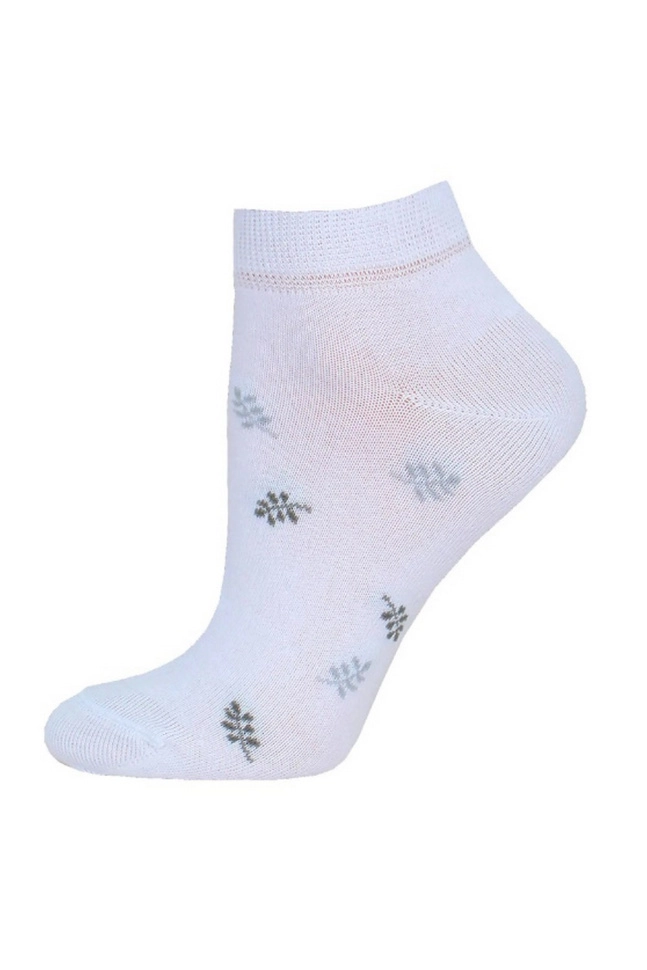 Носки жен,б1101,658(белый,бел,,сер листья), (23)