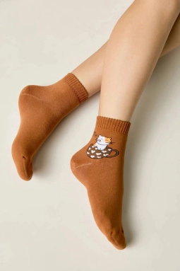 Носки жен,б1407,708(рыжий,терра,,кошка в кружке), (23)