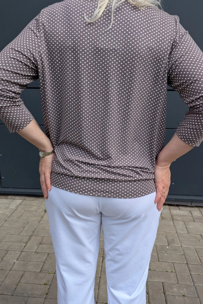 Джемпер жен,а1417,а141705(,корич,,бел горош), (48-158,164)