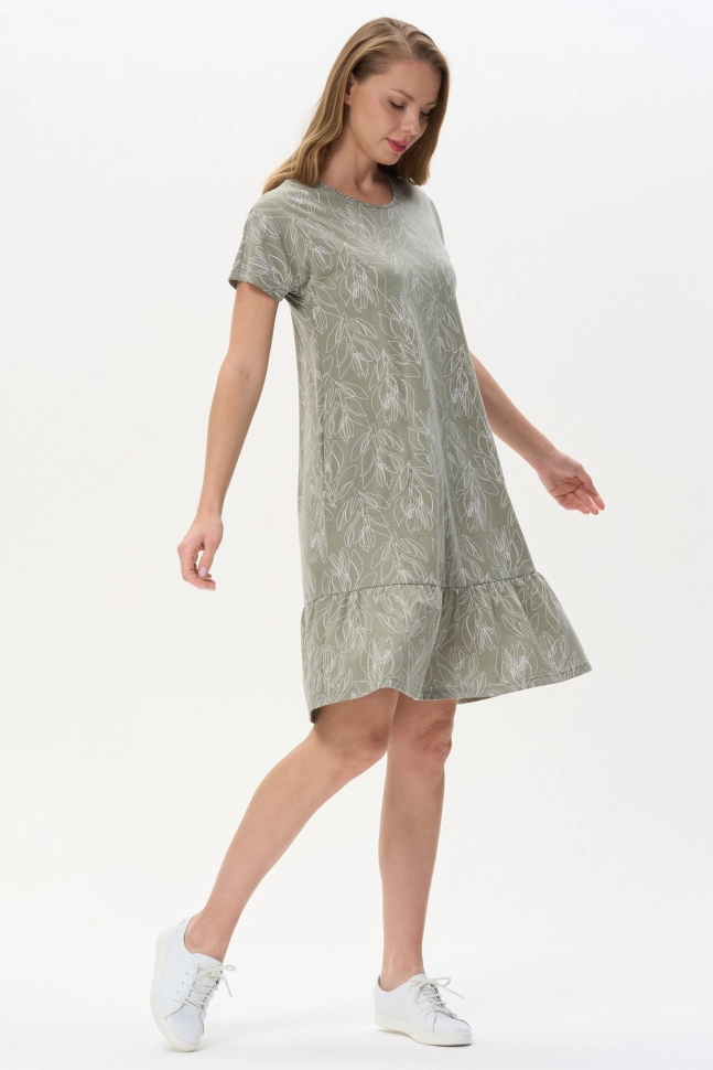 Платье жен,n3052,n3052-m72.5f09(оливковый,зел,,растительная графика), (46-164)