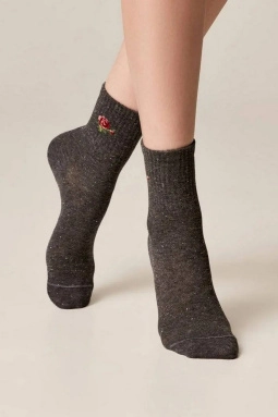 Носки жен,б1155,581(т.серый меланж,антрац,,роза люрекс), (23)