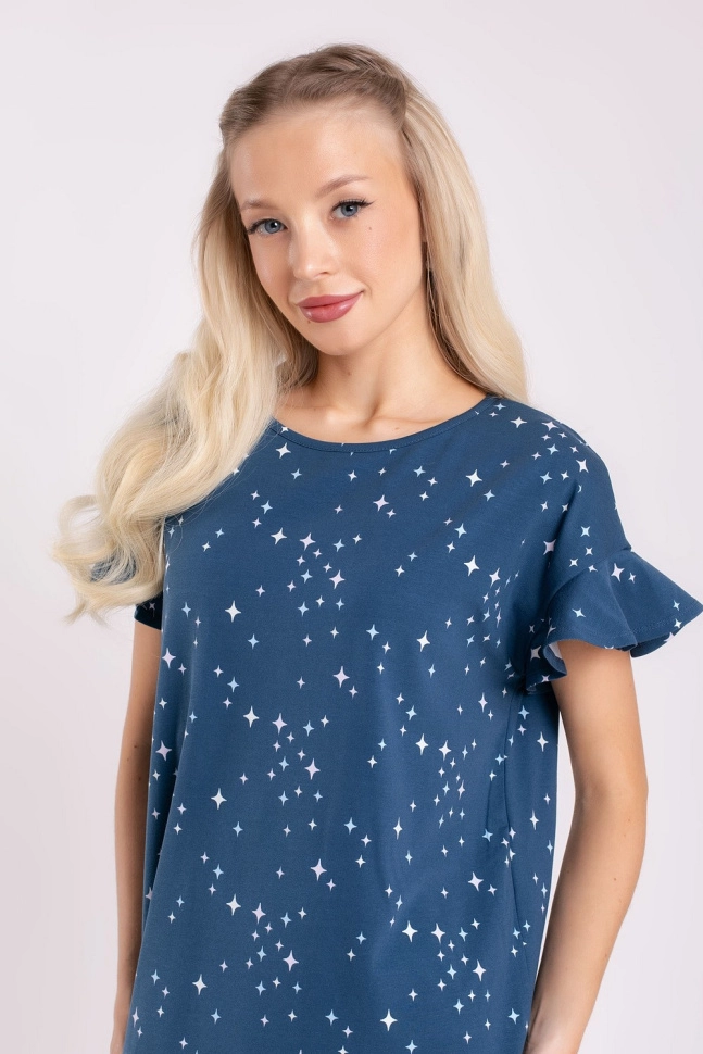 Сорочка ноч жен,s8180,s8180/6(мерцающие звёзды,син,,мерцающие звёзды 4333 в-v01), (44-164)
