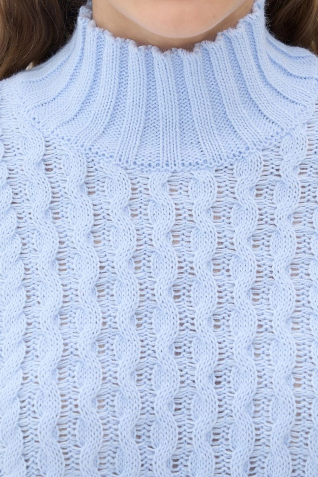 Джемпер жен,7232-40200,-(голубой,гол,,косы), (42-44-158,164)