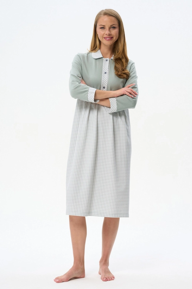 Сорочка ноч жен,s2080,s2080-c74.4f19(полынь,зел-св,,клетка), (44-164)