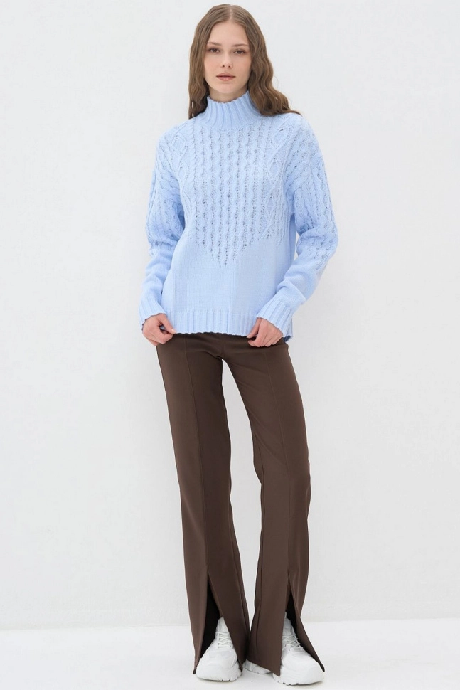 Джемпер жен,7232-40200,-(голубой,гол,,косы), (42-44-158,164)