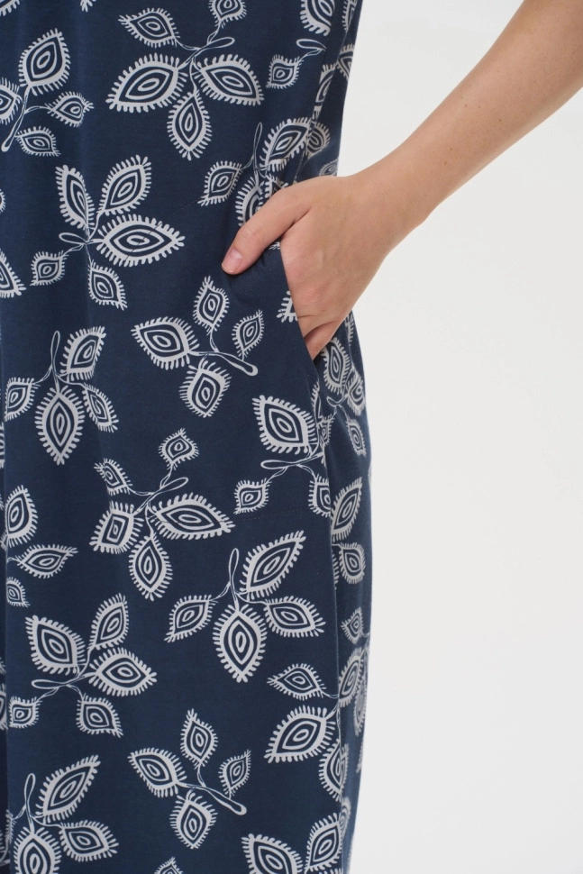 Платье жен,n0900,n0900-p59.5s11(тёмно-синий,син-т,,беж листья), (48-164)