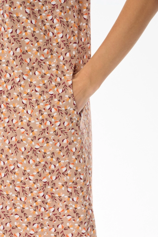 Платье жен,n2120,n2120-f34.5s03(карамельный,беж,,оранж тюльпаны), (48-164)