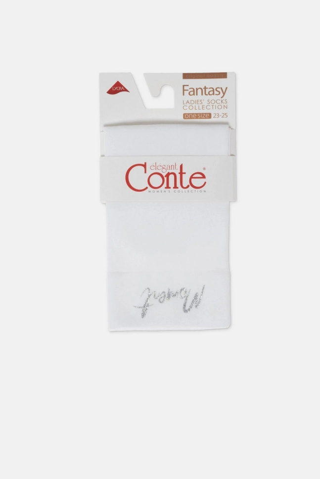 Носки жен,24с-6сп,fantasy(silver-bianco,бел,,глитер Moment), (23-25)