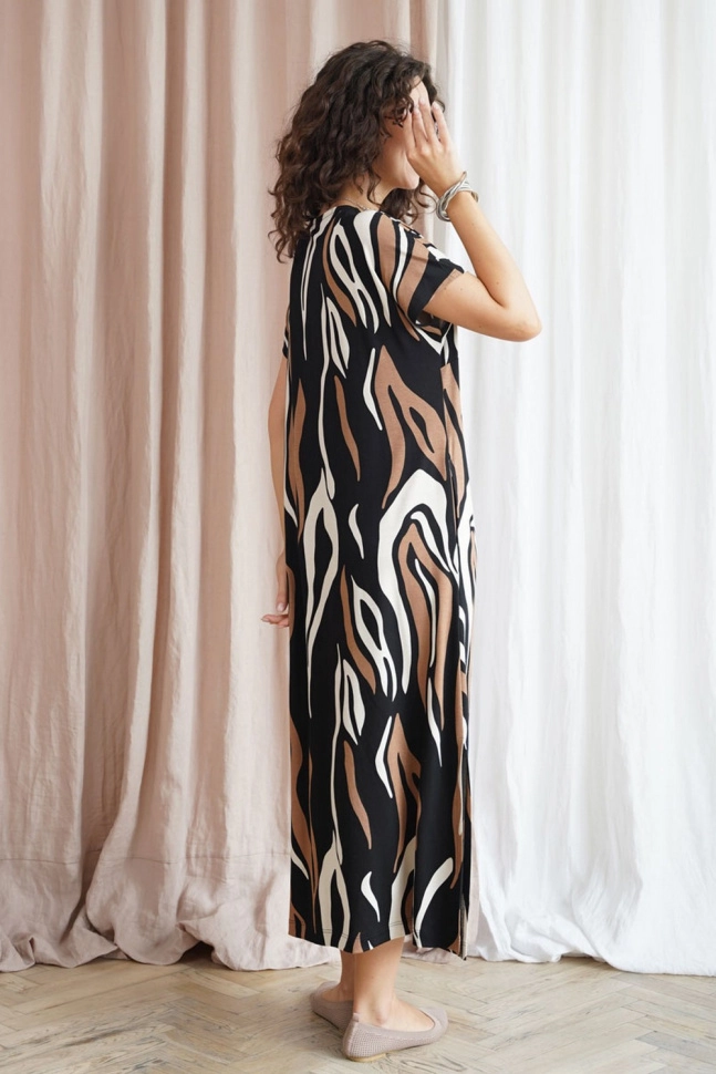 Платье жен,32900g,5с3857(набивка,корич,чер,абстракция), (48-158,164)