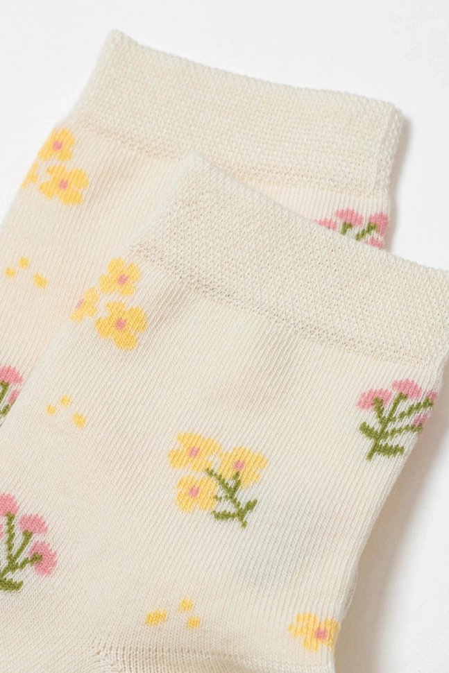 Носки жен,б1100,721(ш.белый,молоч,,цветочки), (23)