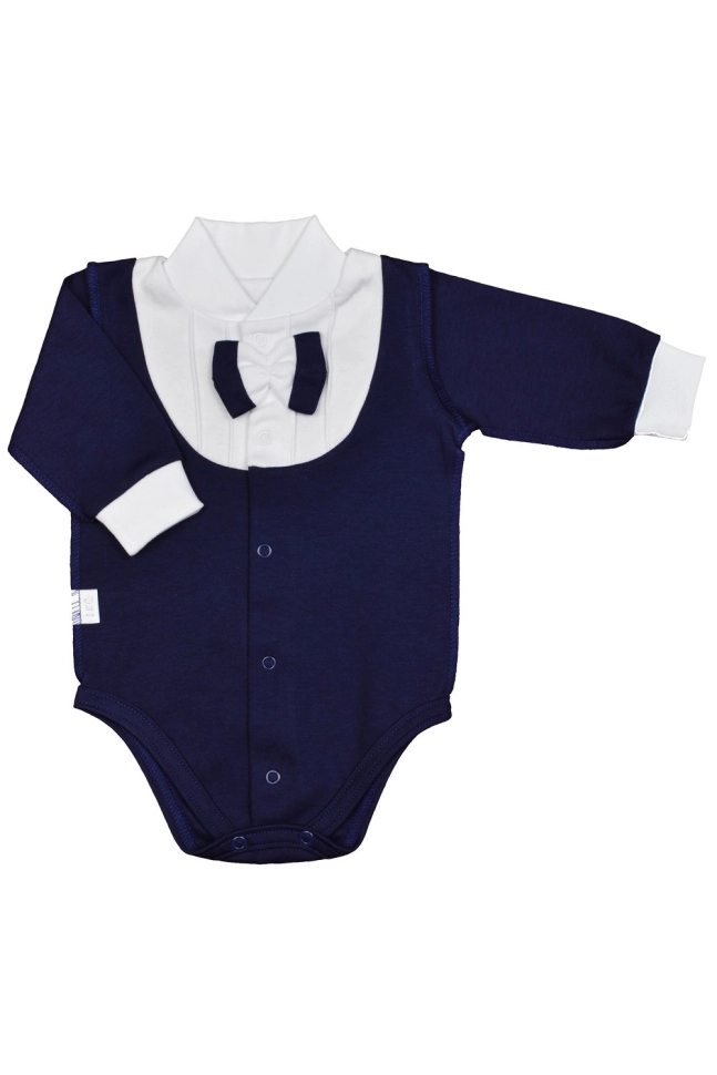 Боди мал,1541-1,-(синий,син-т,бел,имит фрака с бабочкой), (20-56)