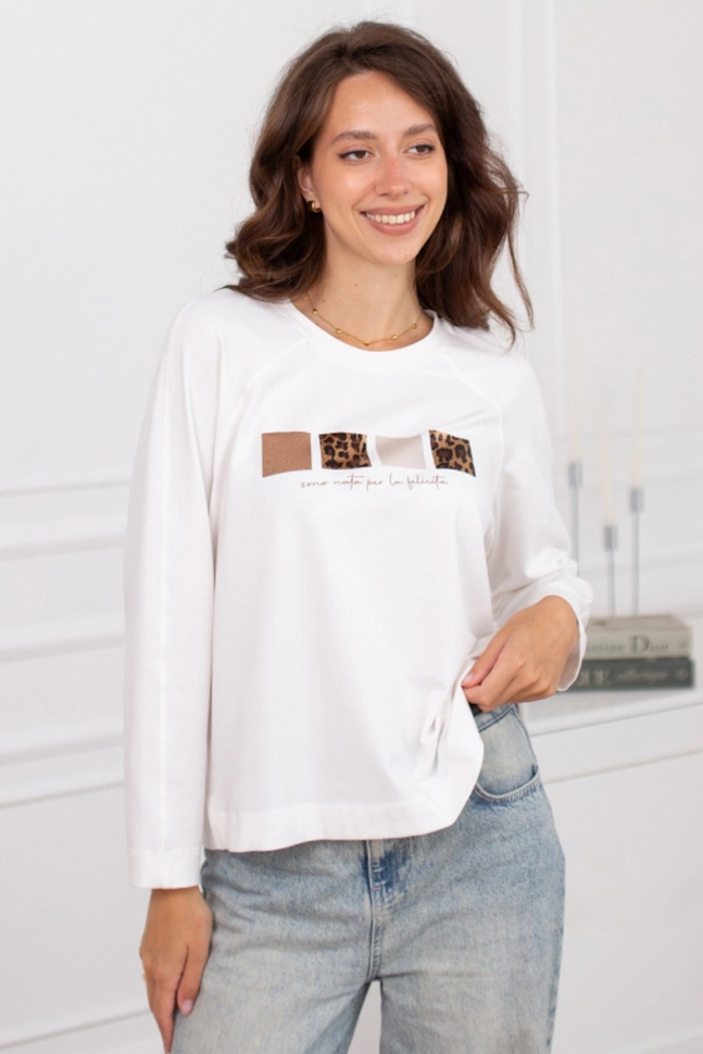 Джемпер жен,37101g,5с4952(экрю,молоч,,глитер леопард), (44-158,164)