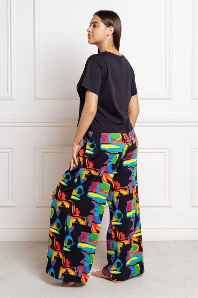 Брюки жен,50089,2h-093(мультиколор,чер,красн,яркая абстракция), (44-170)