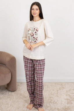 Пижама жен,660213,5с4696(к.ваниль,клетка,беж,бордо,гортензия клетка), (46-158,164)