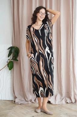 Платье жен,32900g,5с3857(набивка,корич,чер,абстракция), (48-158,164)