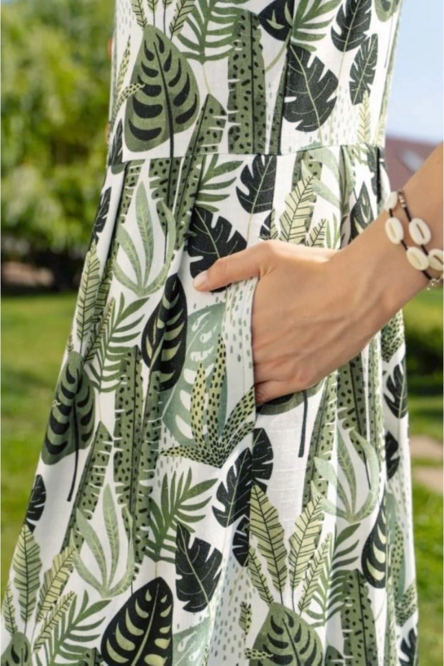 Платье жен,70155,1f-068(зеленый,зел,,листья), (42-170)