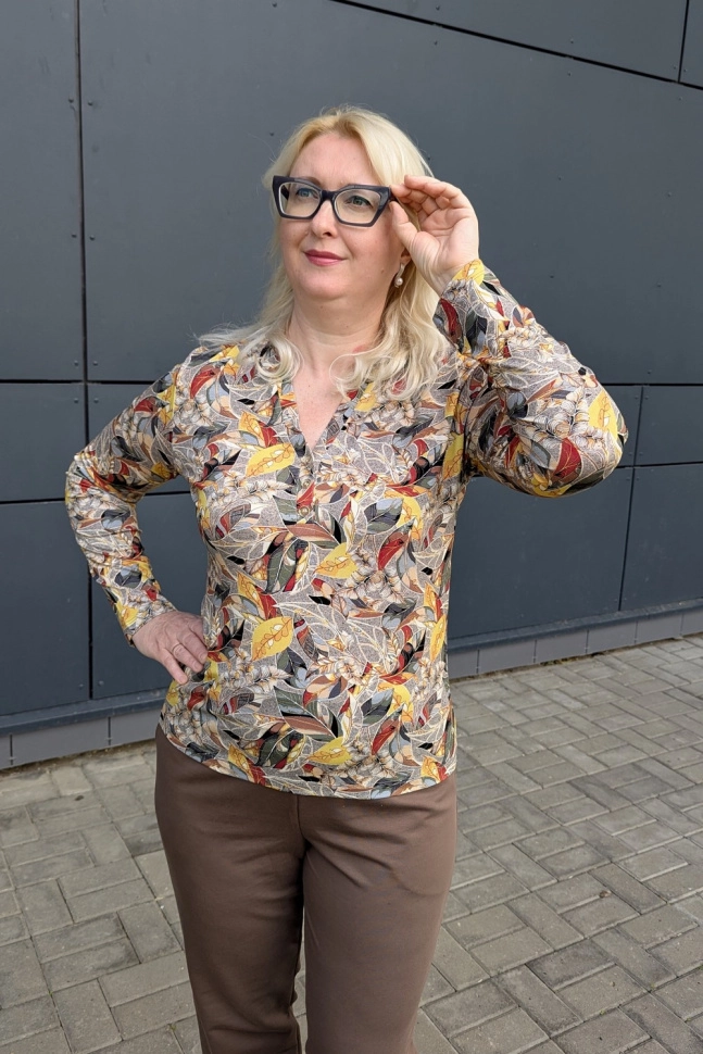 Джемпер жен,а363,а36305(,жел,сер,листья), (48-158,164)