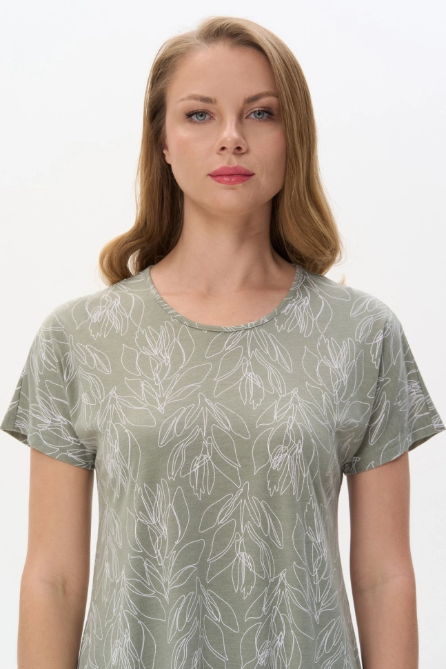 Платье жен,n3052,n3052-m72.5f09(оливковый,зел,,растительная графика), (46-164)