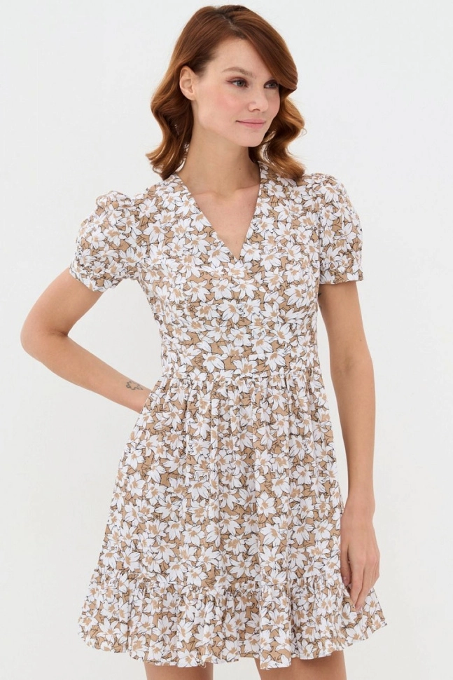 Платье жен,7231-30059,-(кофейный сорбет,беж,,бел цв), (44-158,164)