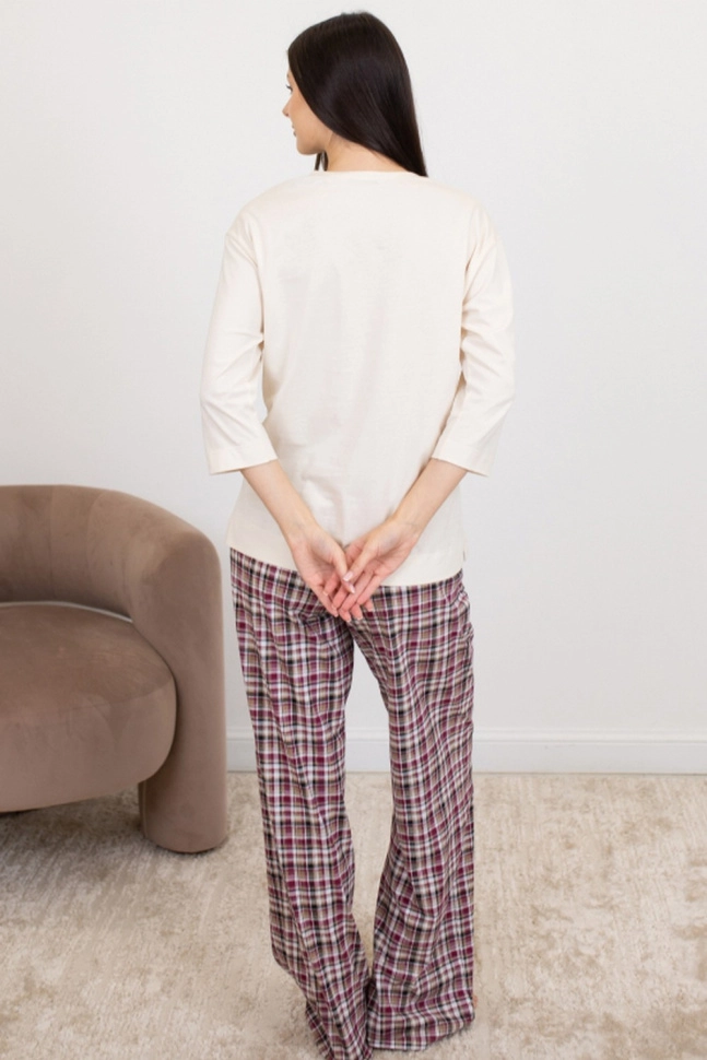 Пижама жен,660213,5с4696(к.ваниль,клетка,беж,бордо,гортензия клетка), (46-158,164)