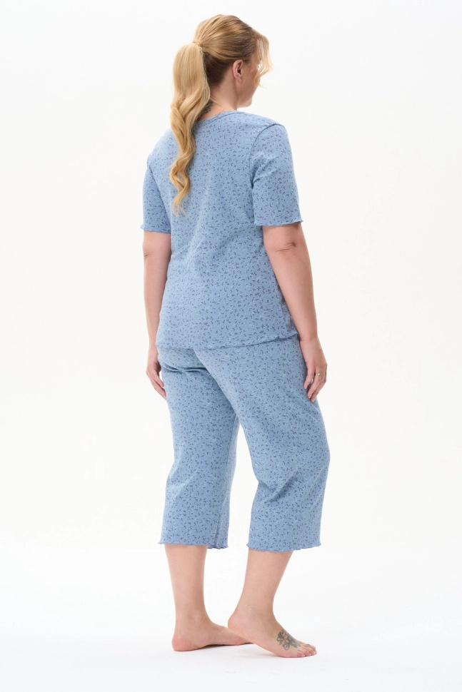 Пижама жен,p0720,p0720-p51.5f06(голубой,гол,,бордо ветви цветы), (46-164)