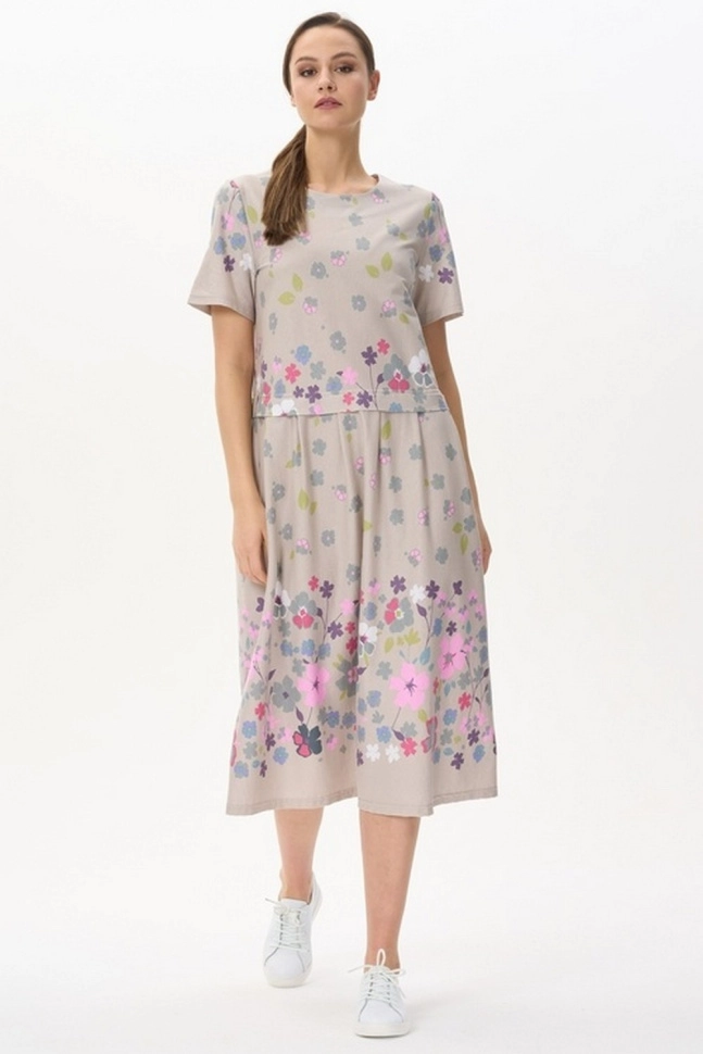 Платье жен,n1560,n1560-f19.4s03(бежевый,беж,,яркие цветы), (54-164)