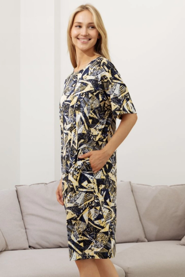 Платье жен,70168,2h-073(сине-желтый,жел,,син-т геометрия), (44-170)