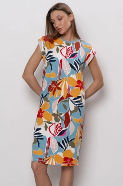 Платье жен,70160,2h-077(джинсовый,оранж,син,экзотич цветы), (44-170)