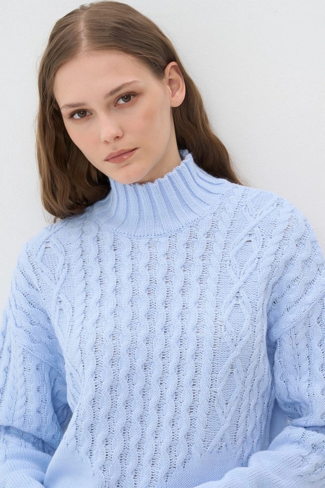 Джемпер жен,7232-40200,-(голубой,гол,,косы), (42-44-158,164)