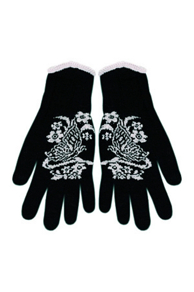 Перчатки жен,а11913,а11913-1(чёрный,чер,-,цв узор), (17)