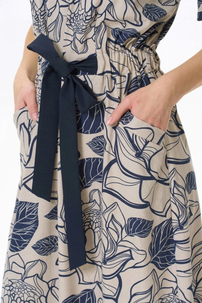 Платье жен,n0500,n0500-p19.3s11(бежевый,беж,,син цветы), (46-164)